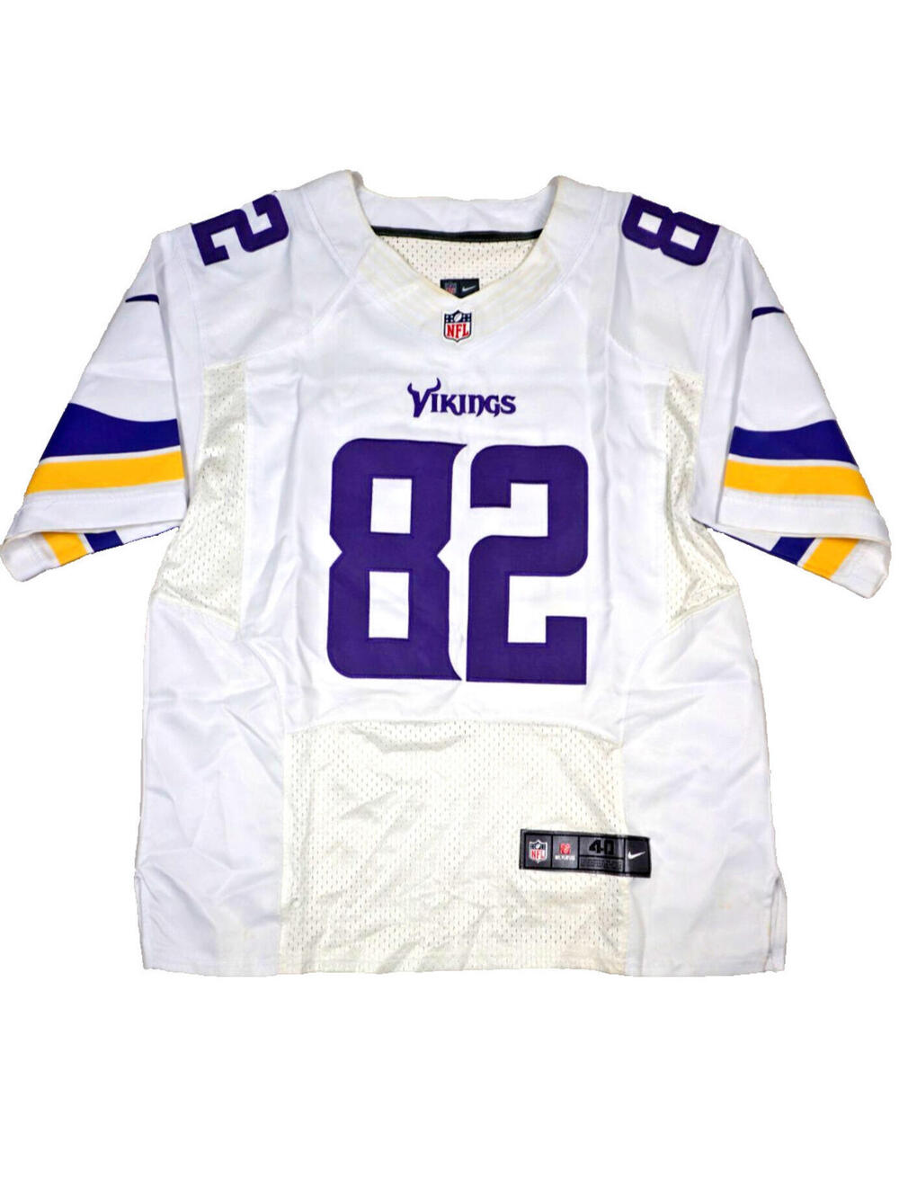 Nike On Field Minnesota Vikings Mens Size 40 Kyle Rudolph #82 Jersey White NFL